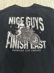 Assholes-Live-Forever T-Shirt Nice Guys Finish Last Biker Graphic Large Black