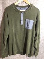 L.L.Bean Shirt Mens Large Green Thermal Henley Work Hike Camp Climb Outdoor
