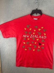 New Zealand Kiwi Bird Shirt Mens Extra Large Red AOP Graphic Made In New Zealand