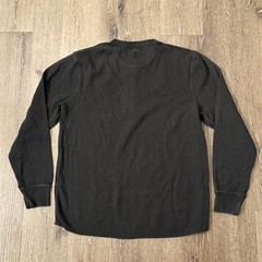 J.Crew Henley Shirt Men Medium Black Waffle Knit Oarsman Long Sleeve Thermal