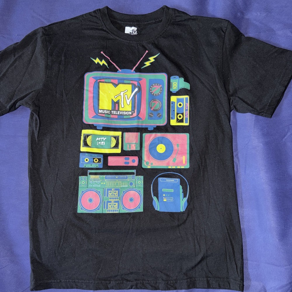 MTV Music Television Men’s Officially Licensed Retro Vintage T-Shirt Size MEDIUM