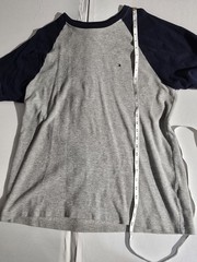 VTG Tommy Hilfiger Raglan Shirt Men’s L Gray Blue Y2K Skater Grunge Waffle