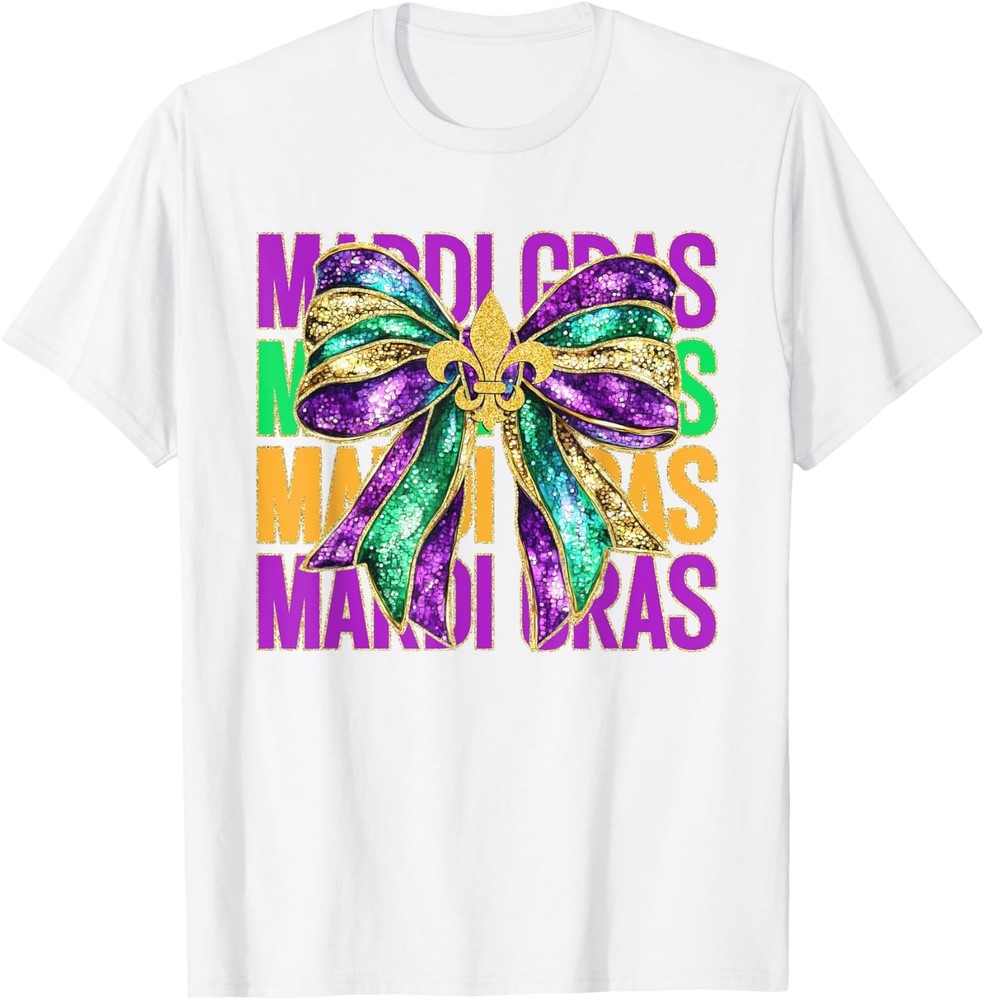 Mardi Gras Coquette Bow Fat Tuesday New Orleans Women T-Shirt