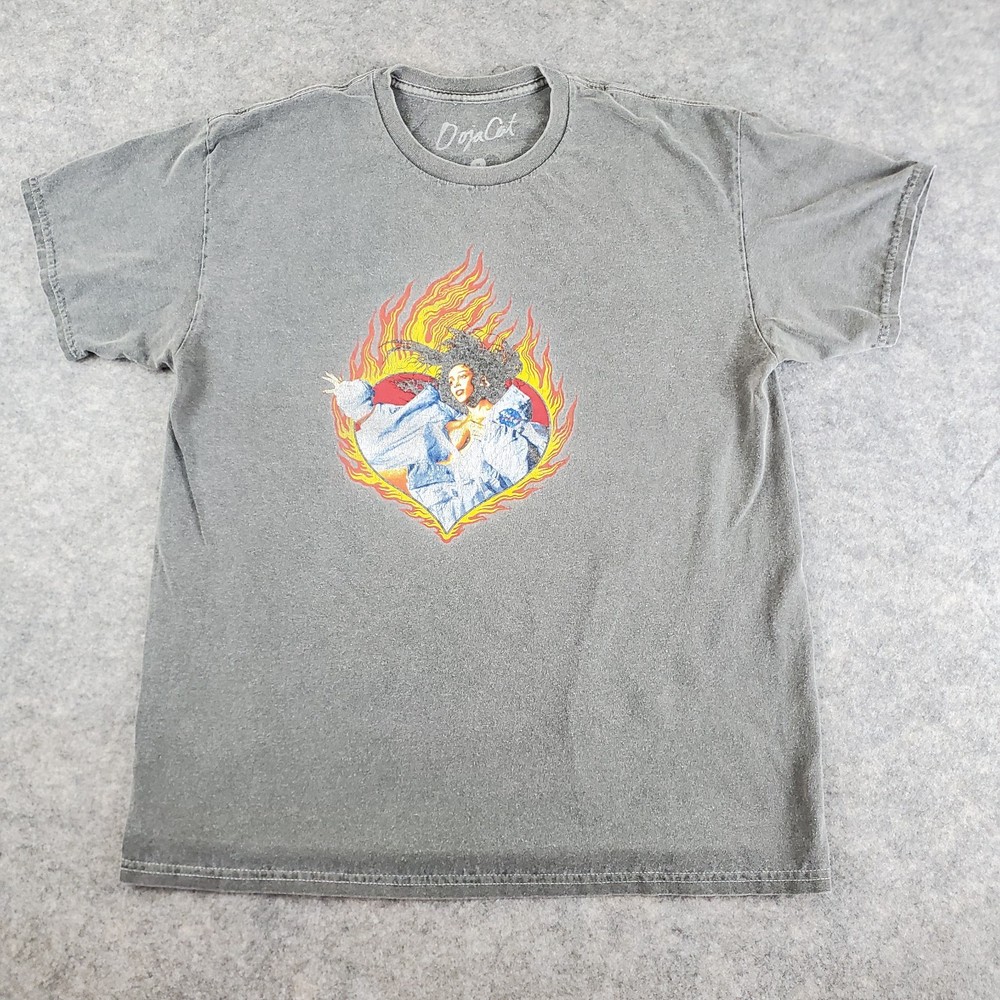 Doja Cat Shirt Mens Medium Gray Crew Neck Short Sleeve Graphics Stretch Pullover