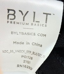 Bylt Basics T-Shirt Mens Size XXL Drop Cut V-Neck Gray Striped Lux Short Sleeve