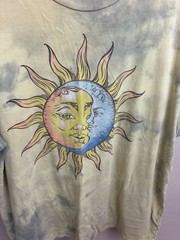 Mighty Fine Unisex L Tye Died Knit Cotton/Poly Crew Neck Sun & Moon Graphic Tee