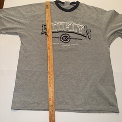 Y2K VTG Brooklyn Express Xpress Mens XL Shirt Gray Embroidered Ringer Oversized