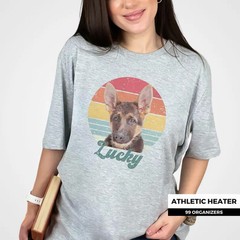 Custom Pet Portrait Retro Sunset Comfort Tee Personalized Dog Cat Pet Lover