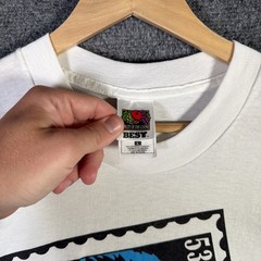 Vintage Bill Clinton Shirt Mens Large White 90s Politics Stamp Parody President