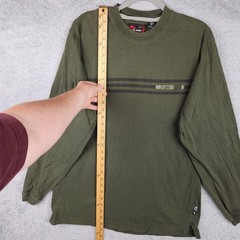 Vintage D Lab Shirt Mens Large Green Long Sleeve Stripe Logo Graphic 90s Y2k