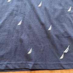 Nautica Men’s T-Shirt Size XL Navy Blue All Over Logo Print Crew Neck NEW