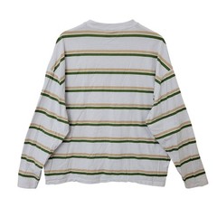 Asos Design Actual Striped T-Shirt Mens Size L White Green Tan Long Sleeve