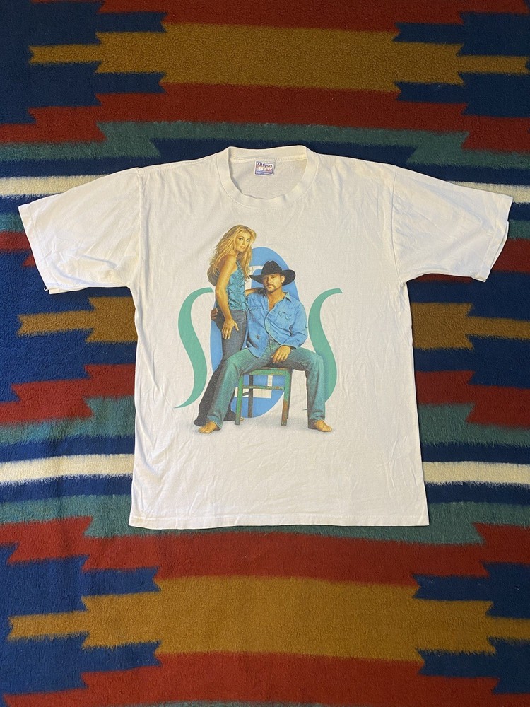 VINTAGE TIM MCGRAW & FAITH HILL SOUL TO SOUL TOUR 2000 T SHIRT WHITE L
