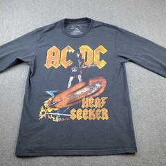 Vintage Style ACDC AC-DC Heat Seeker T-Shirt MENS Medium Black Long Sleeve