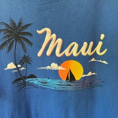 VTG Maui Single Stitch T-Shirt Men’s XL (Fits L) Blue Hawaii Sof Tee USA