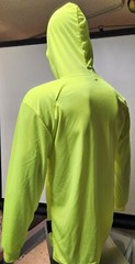 Neon Yellow Long Sleeve Shirt With Hoodie, Polyester birdeye mesh fabric