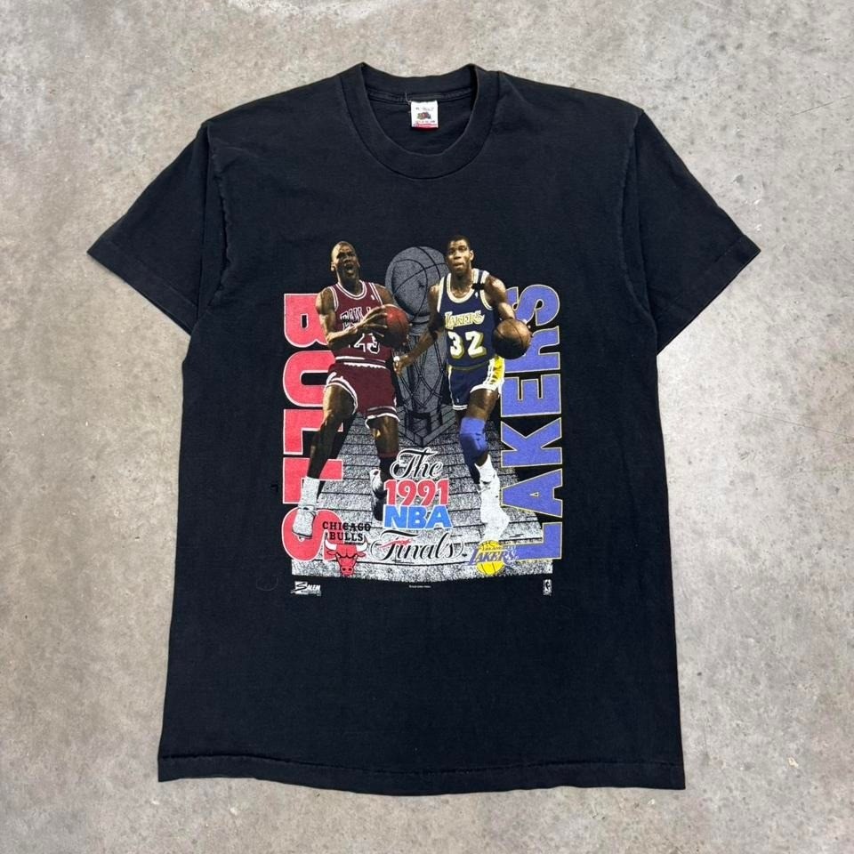 Vintage 1992 Chicago Bulls Lakers T-shirt NBA Salem Sportswear Black Mens XL