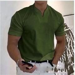 Men Sports Short Sleeve Solid Loose Casual Linen Shirts Shirt Blouse Tops Summer