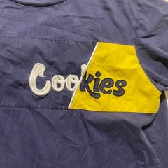 Cookies navy yellow logo graphic t-shirt men’s short sleeve Size L