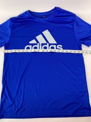 Adidas Men’s Blue Short Sleeve Performance Tee Size Med 100% Polyester Gray Logo