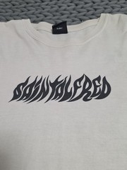 Saint Alfred Tattoo Spell Out Logo Long Sleeve Beige Pullover Shirt SZ XL