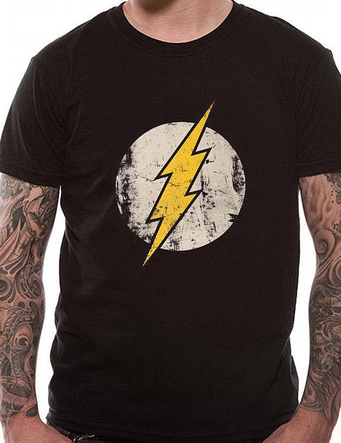 Official The Flash T Shirt Distressed Logo Black New Extra Large