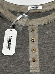 COOFANDY Men’s Henley Shirt Short Sleeve Hippie Casual Beach Tee Size Large NWT