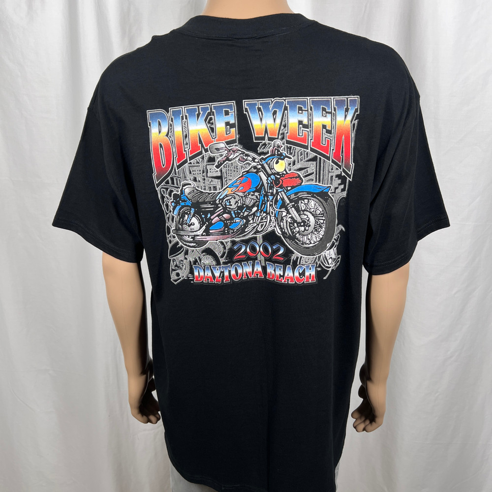 Vintage 2002 Bike Week Daytona Beach Men’s XL Black Motorcycle Biker T-Shirt