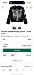 Hellstar Skeleton Graphic Long Sleeve Crew Neck T-Shirt Cotton Black/White L