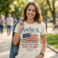 USA 250th Anniversary T-Shirt American Flag Patriotic Tee 1776-2026 Freedom