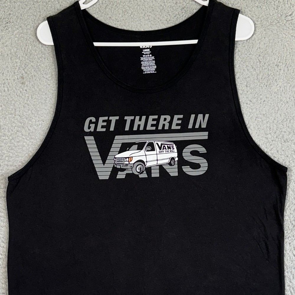 Vans Shirt Mens Large Black Get There In Vans Graphic Print Tank Top Sleeveless
