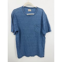 Faherty Indigo Dyed Pocket T-Shirt Mens Large Blue Short Sleeve Cotton Tee
