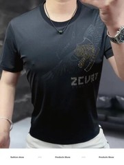 New Men Luxury Tiger Wings Rhinestones Fashion T-Shirt High Quality 4 Colors