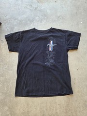 Mustang Vintage Y2K Ranch Shirt Men Short Sleeve XL Black Front And Back Graphic