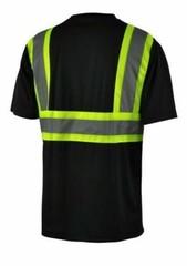 L&M Hi Vis T Shirt Reflective Safety Black Short Long Sleeve HIGH Visibility