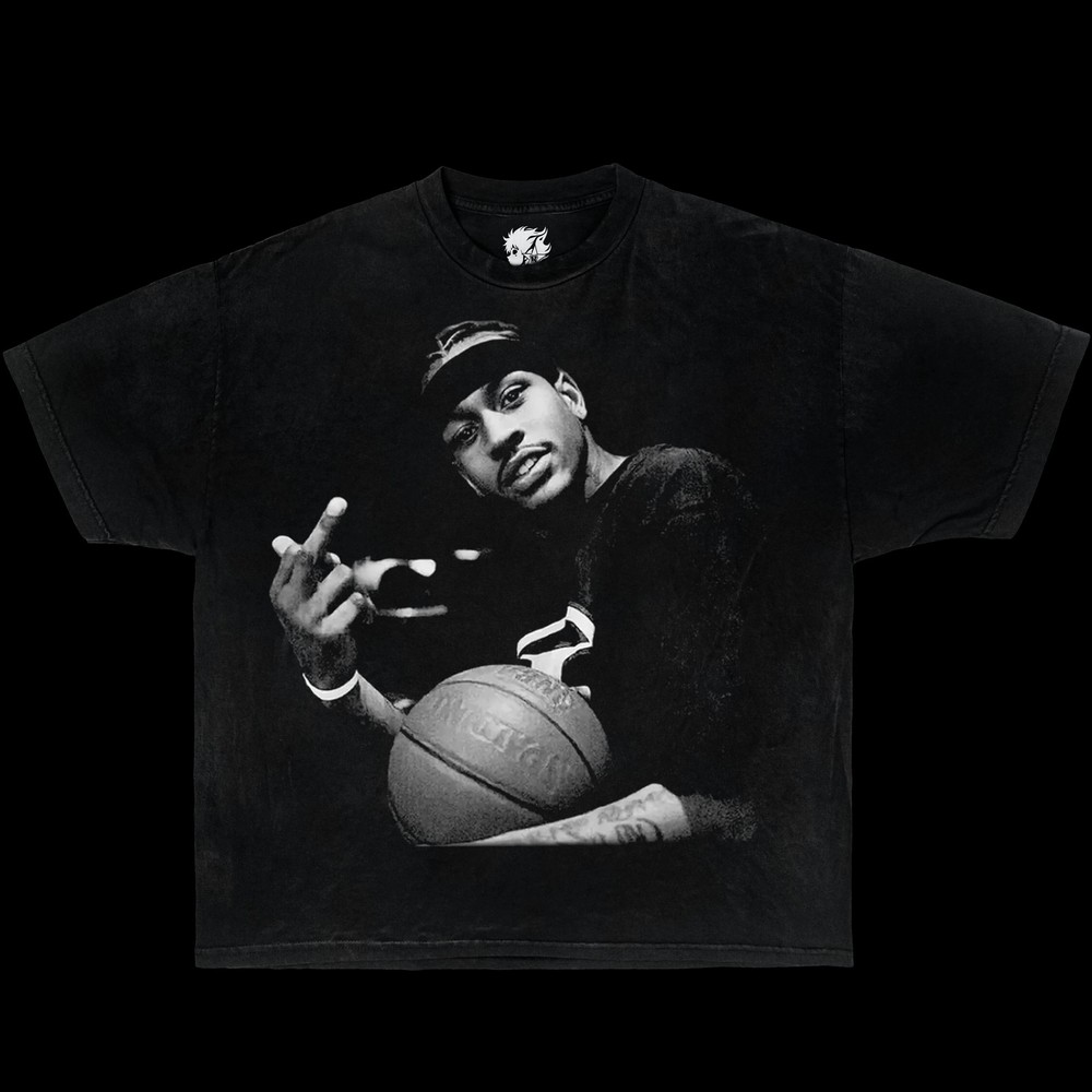 Iverson Finger Boxy Vintage Shirt Graphic Basketball Oversized Streetwear Y2K