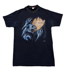 Size M 1991 Vintage 3D Emblem Harley Davidson T-Shirt Panther Motorcycle 90s USA