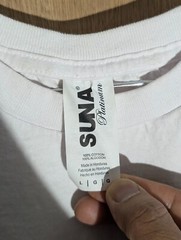 suna platinum shirt mens size L crew neck short sleeve bad bunny white