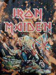 Vintage Iron Maiden The Trooper Bleach Wash Tank Top Muscle Tee Cut Off Size M L