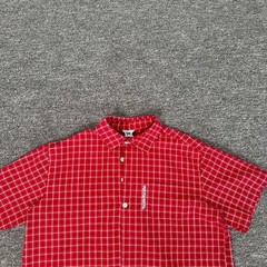 Mertra letter-printed checked shirt – loose-fitting casual short-sleeved shirt