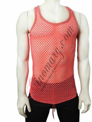 MEN SEXY MUSCLE TANK TOP MESH NET T-SHIRT (CORAL) MADE IN USA