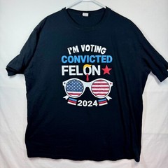 Political Humor T-Shirt I’m Voting Convicted Felon 2024 Graphic Tee Sz 2XL
