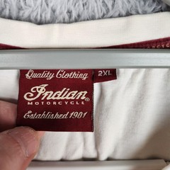 Indian Motorcycle Shirt Mens 2XL White Logo Graphic Pima Cotton Biker Tee Retro