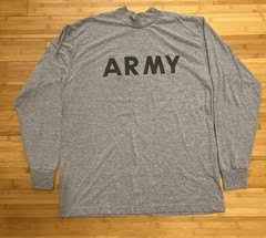 US Army Heather Grey Military Issue Physical Fitness IPFU Long Sleeve Shirt|Sz:L