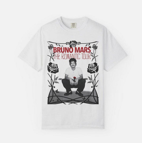 Bruno Mars The Romantic Tour 2026 Graphic T-Shirt – Unisex Fans – Retro Style