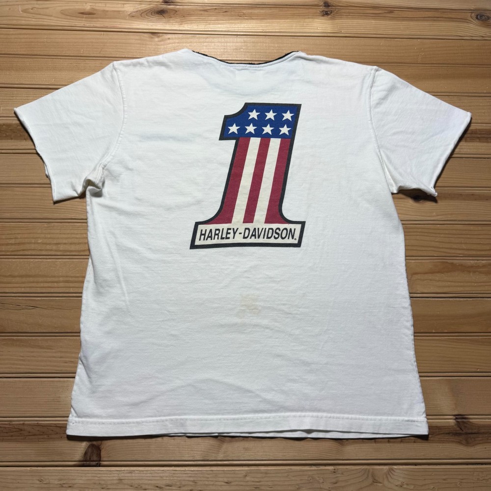 Harley-Davidson Racing Number 1 USA Flag Patriotic Pocket T-Shirt – Large