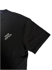 Louis Vuitton Men’s Black Embroidered Logo Tee Size L 100% Cotton Made In Italy