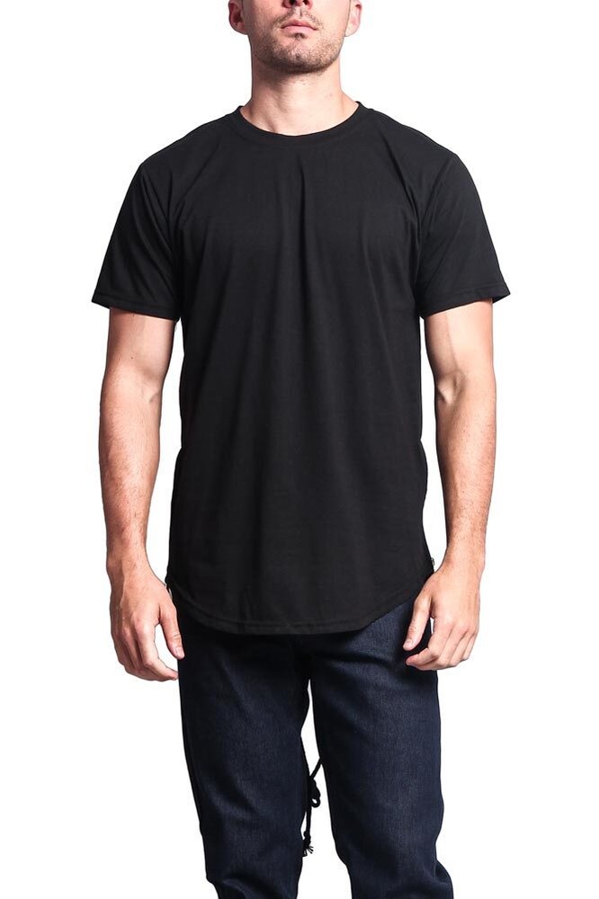 Victorious Men’s Casual Fishtail Long Length Curved Hem T-Shirt TS634