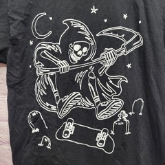 Alab Skater Tshirt Size L Grim Reaper Skateboarding At Night Streetwear Skeleton