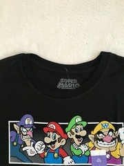 Super Mario W/ Luigi Wario Waluigi Mens Stretch Black ShortSleeve T-Shirt Sz 2XL